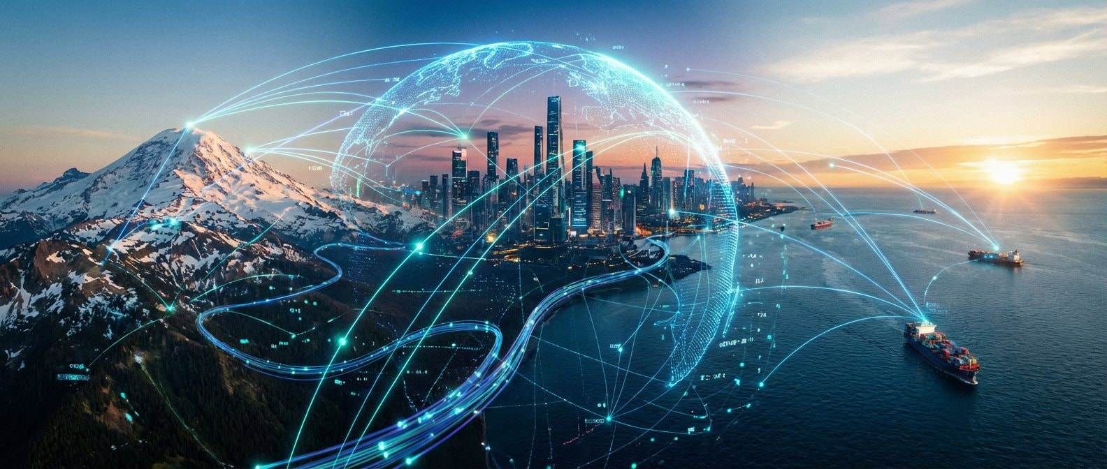 Global digital network connecting landscapes