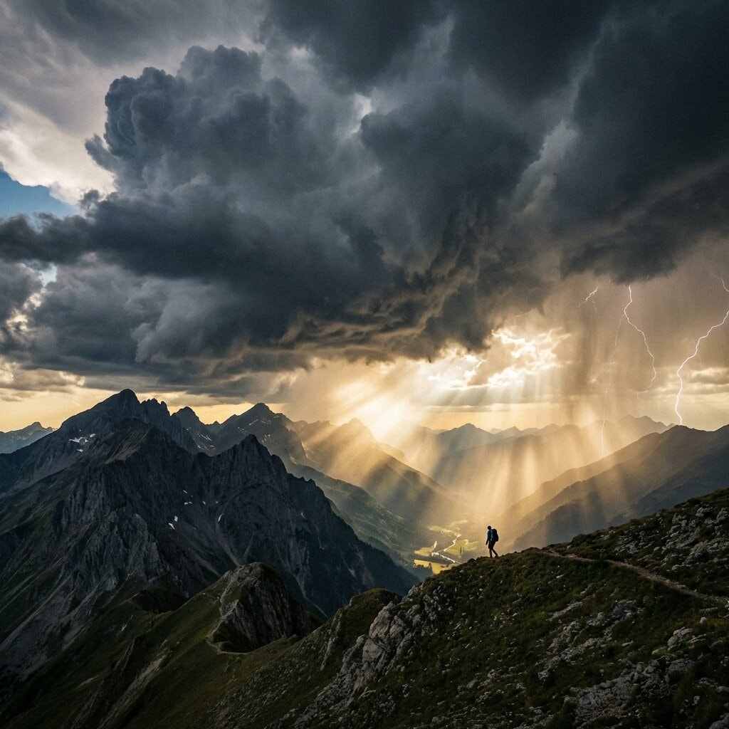 Dramatic mountain weather landscape