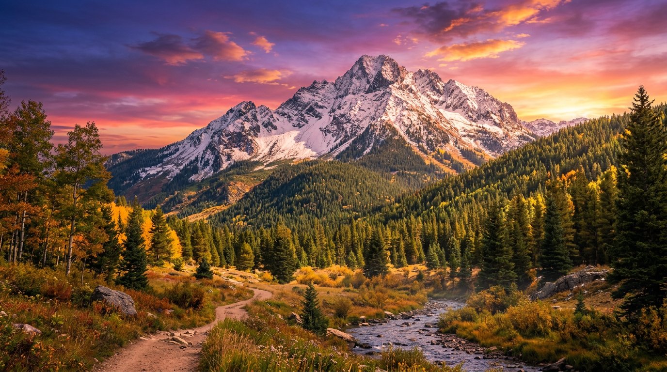 Generated mountain edited to show a dramatic sunrise