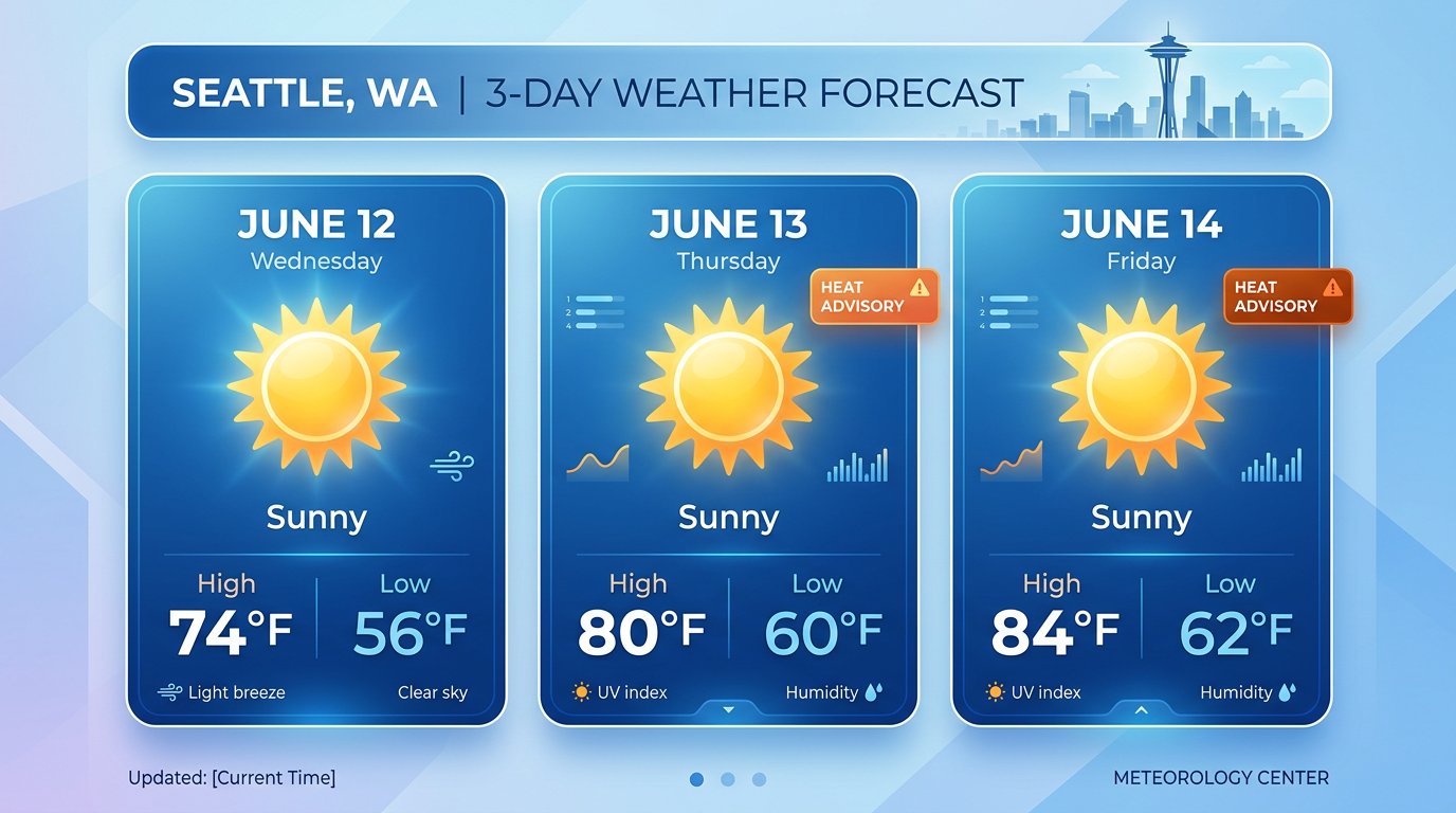 Seattle 3-day weather forecast